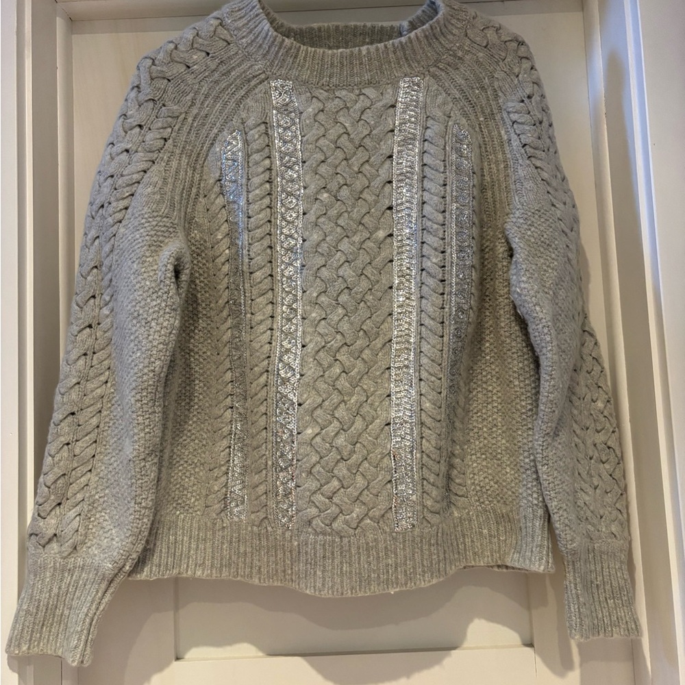 J. Crew Light Gray Cable Knit Sweater